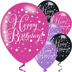 Happy Birthday Pink Mix Sparkling Celebration Balloons