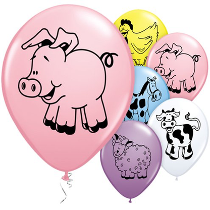 Farm Animal Balloons - 11" Latex