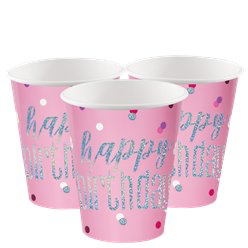 Pink Birthday Glitz Cups